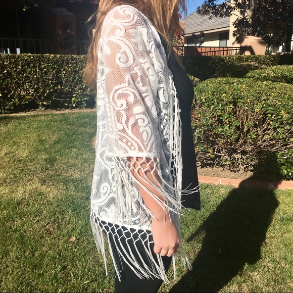 Sexy Angel Beach Coverup Lace Fringe Kimono - Picture 5 of 8